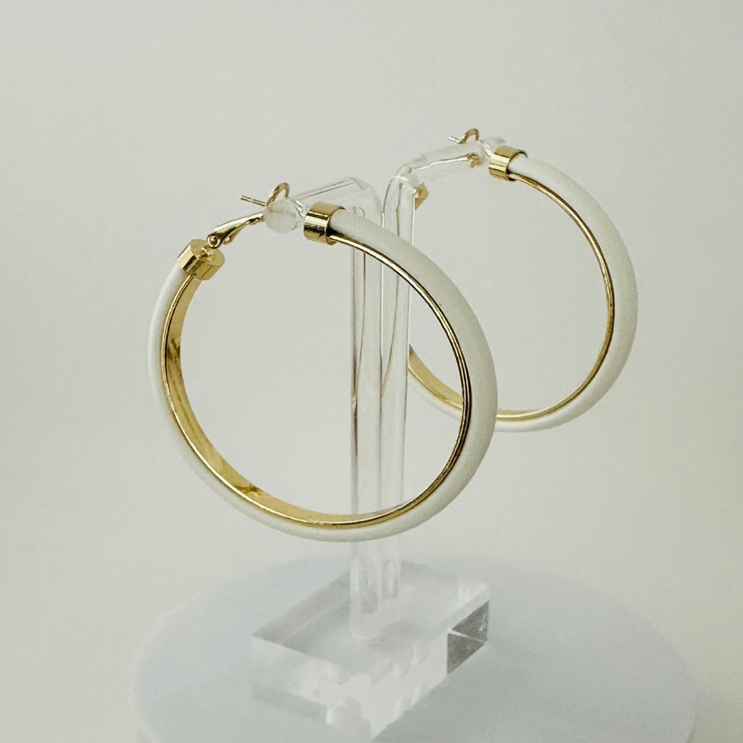 Half white hoops earrings 