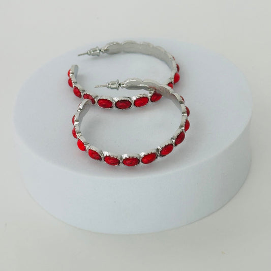 C Shaped Hoops red, 2 inches length