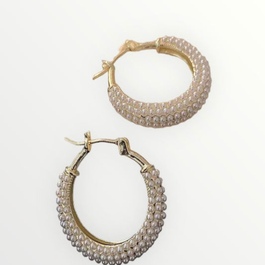 Small Pearl  Hoop Earrings