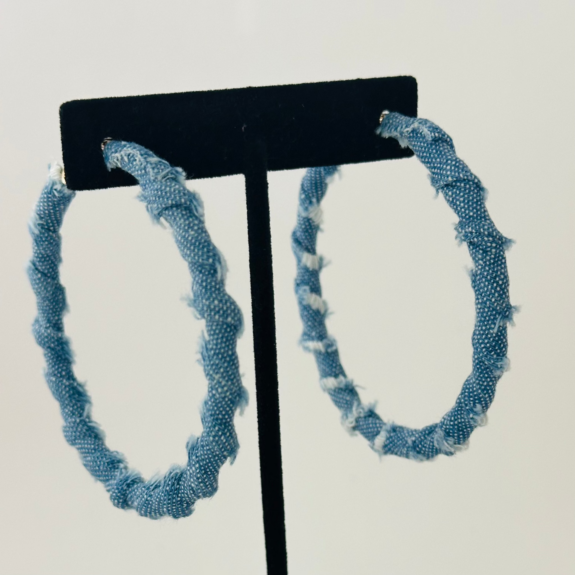 Denim Hoop Earrings 