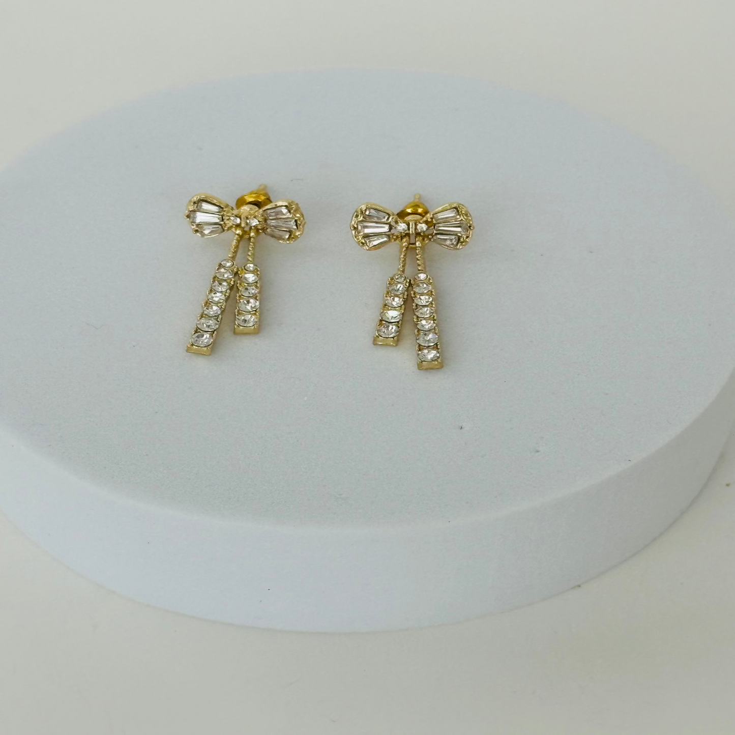 Bow Gold Rhinestones earrings 