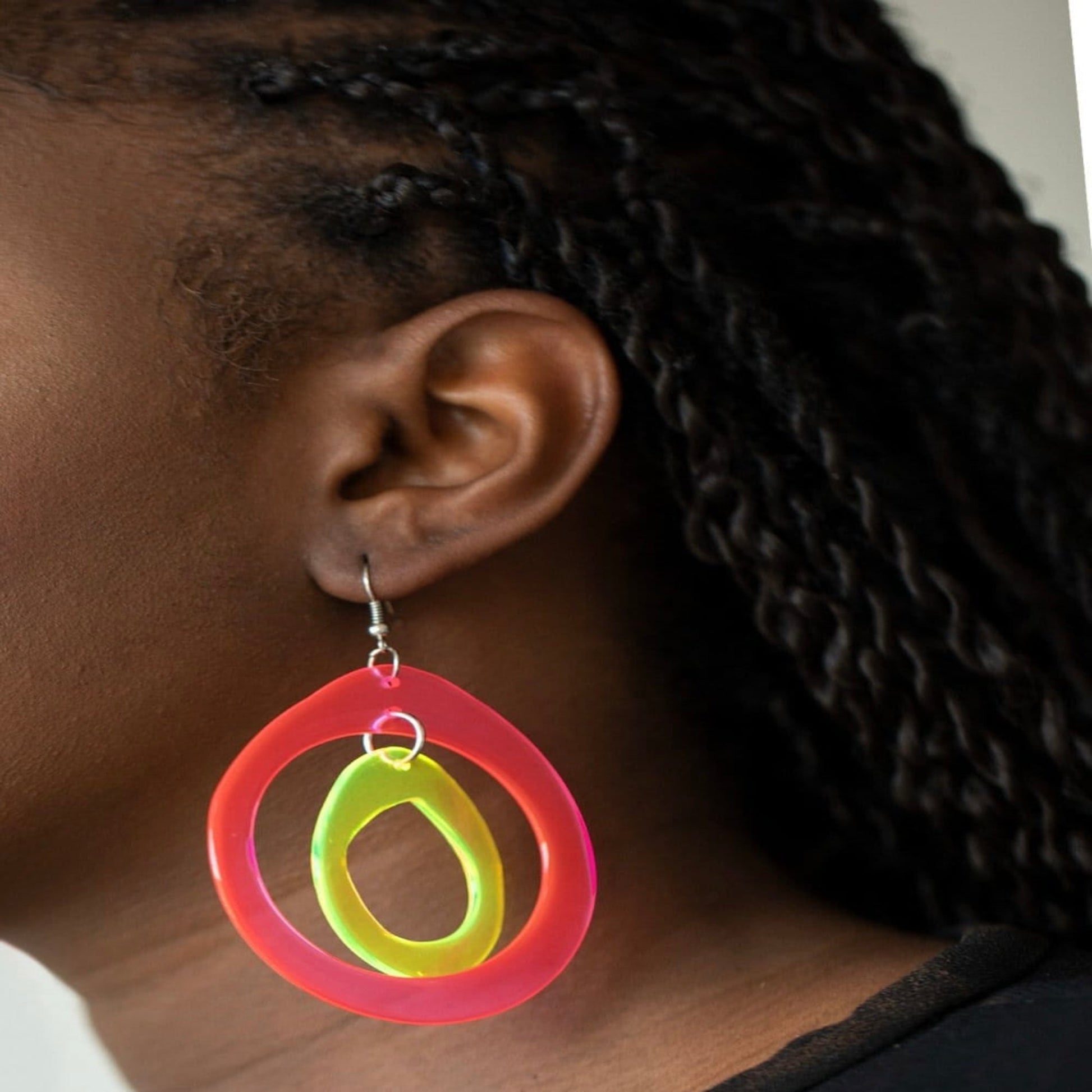 Neon color fish hook earrings 