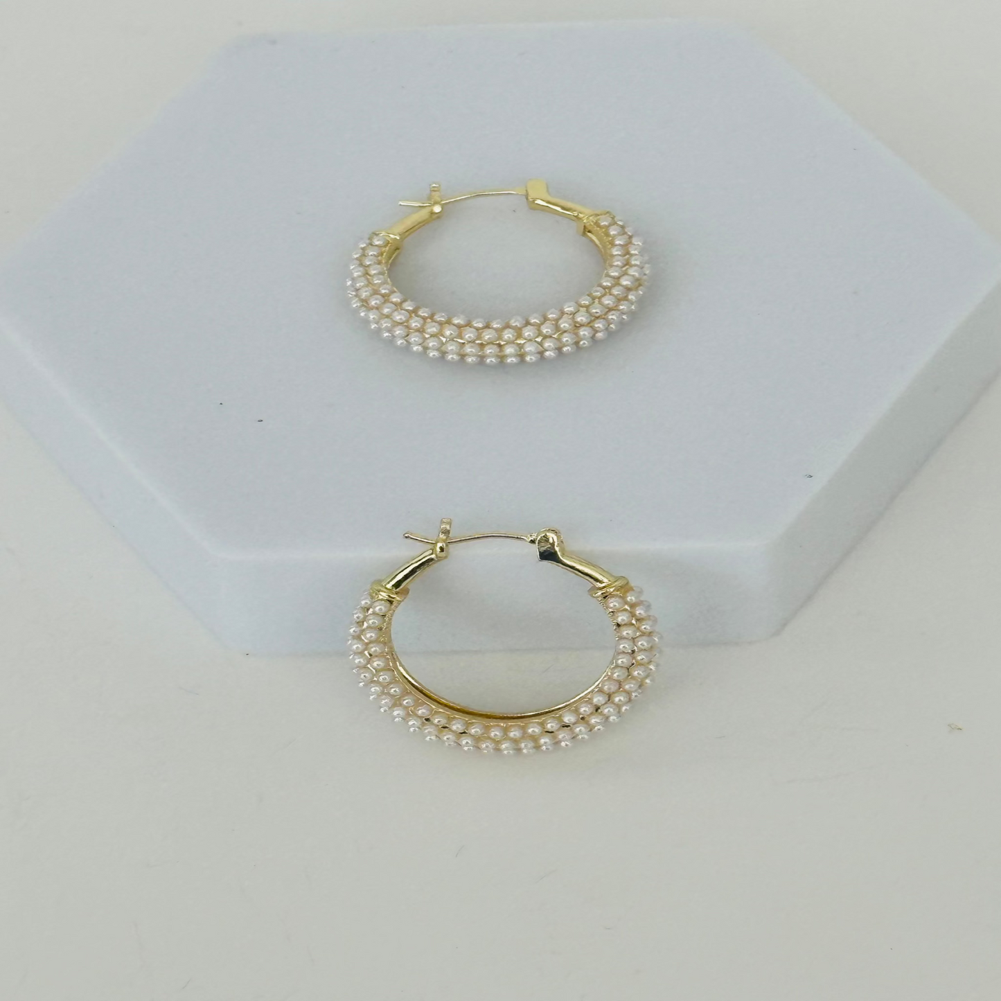 Affordable Small Pearl Hoop Earrings 