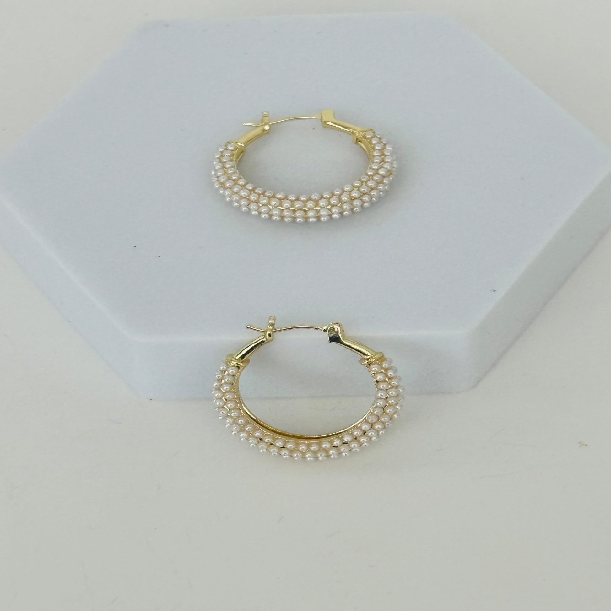 Affordable Small Pearl Hoop Earrings 