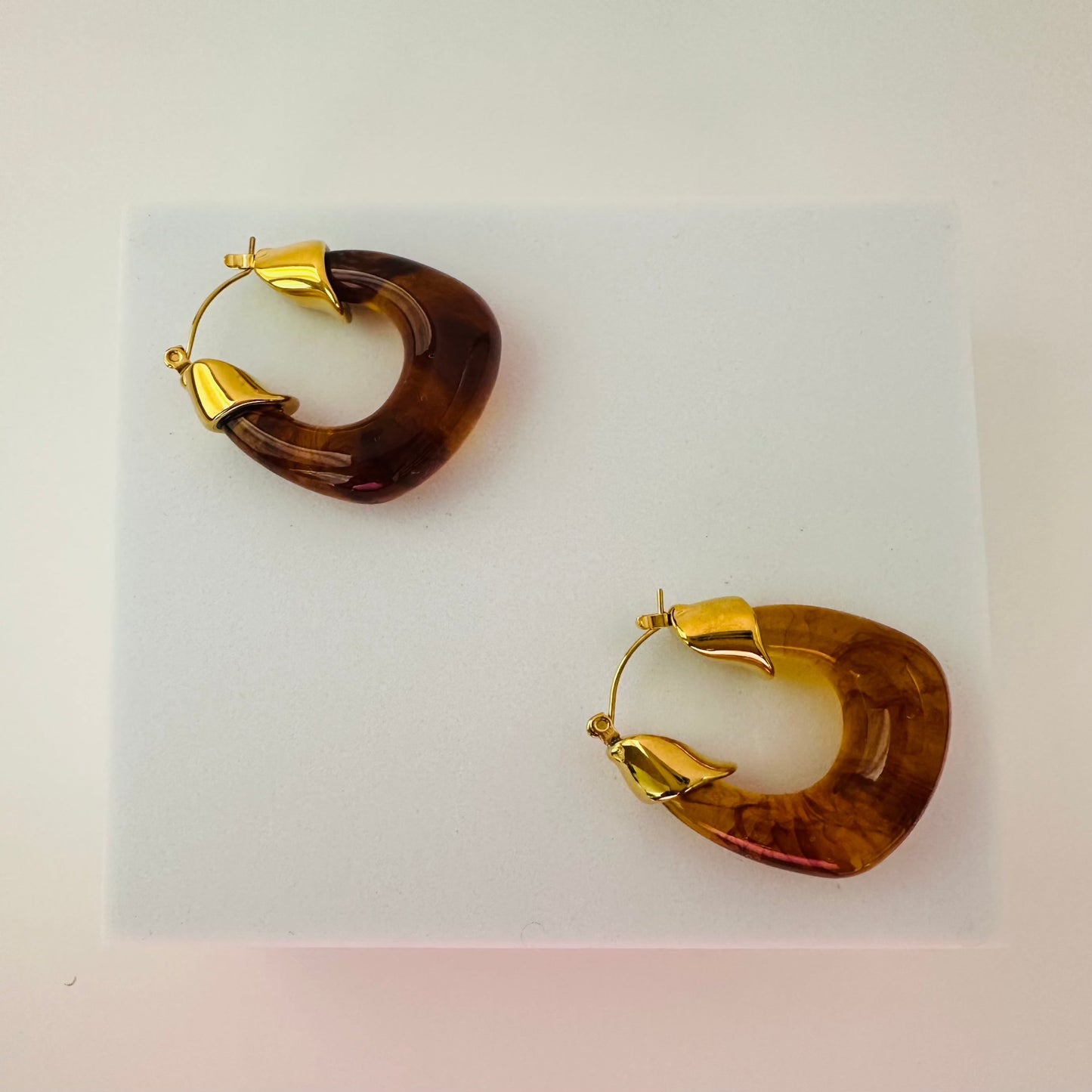 Brown hoop earrings Stainless Steel
18K gold plated
0.74 oz