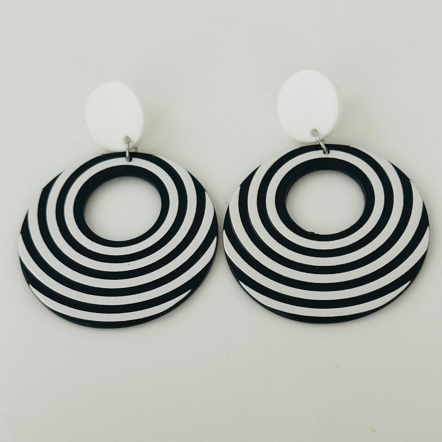 Black and white drop earrings