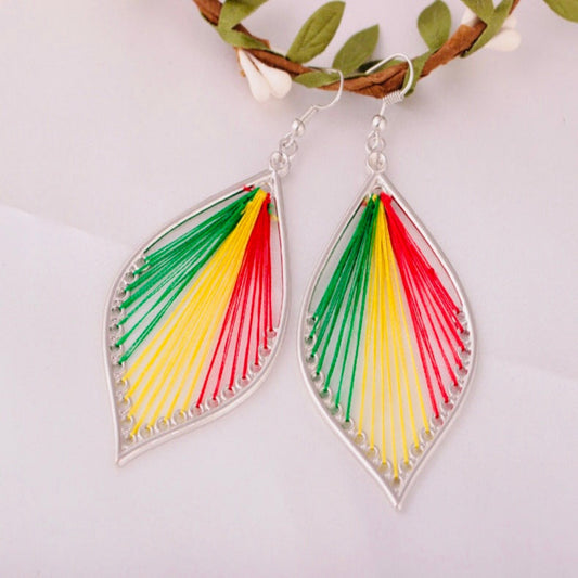 Multi color silver fish hook earrings