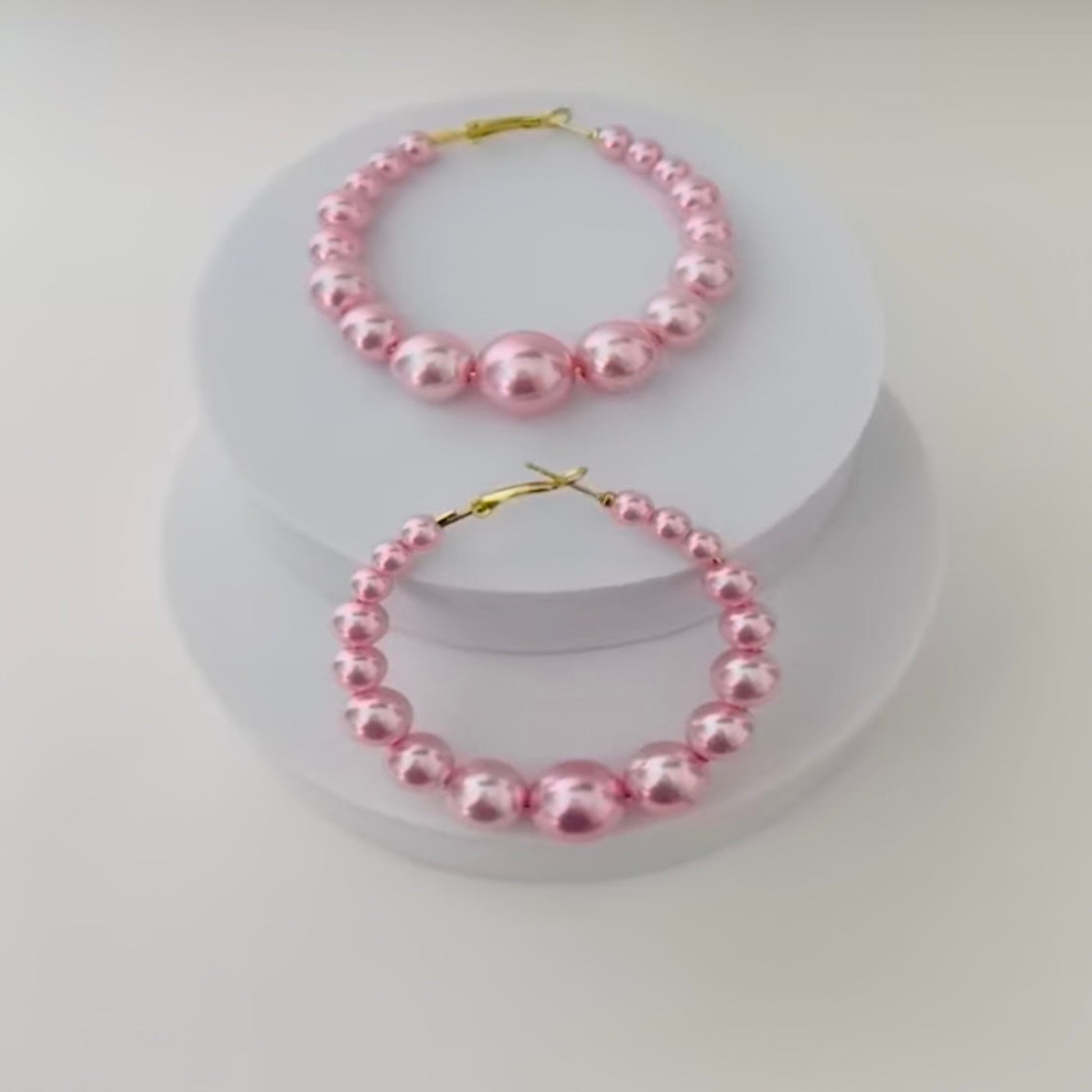 Pink Pearl Hoop Earrings | Timeless Elegance and Chic Style