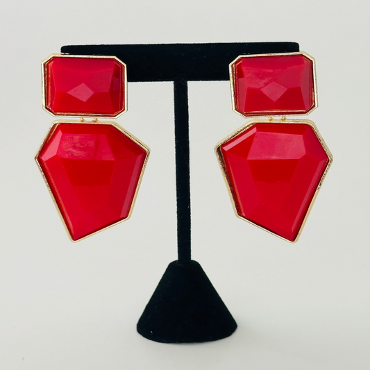 Geometric Red Earring