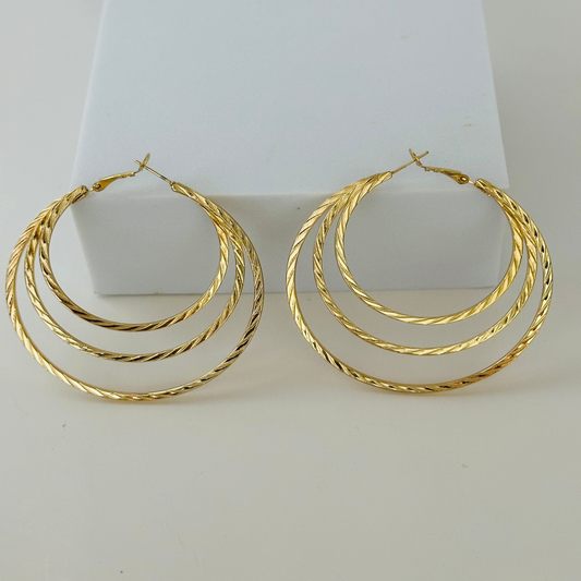 Gold Hoop Earrings Alloy
2.36 inches width 