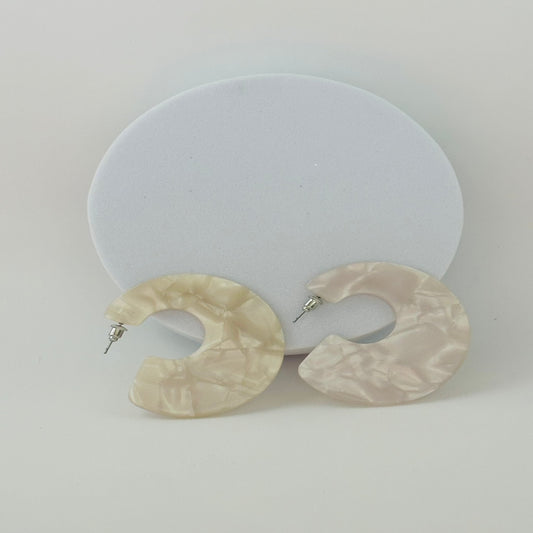 Acrylic Beige Hoop Earrings 2 inches diameter.