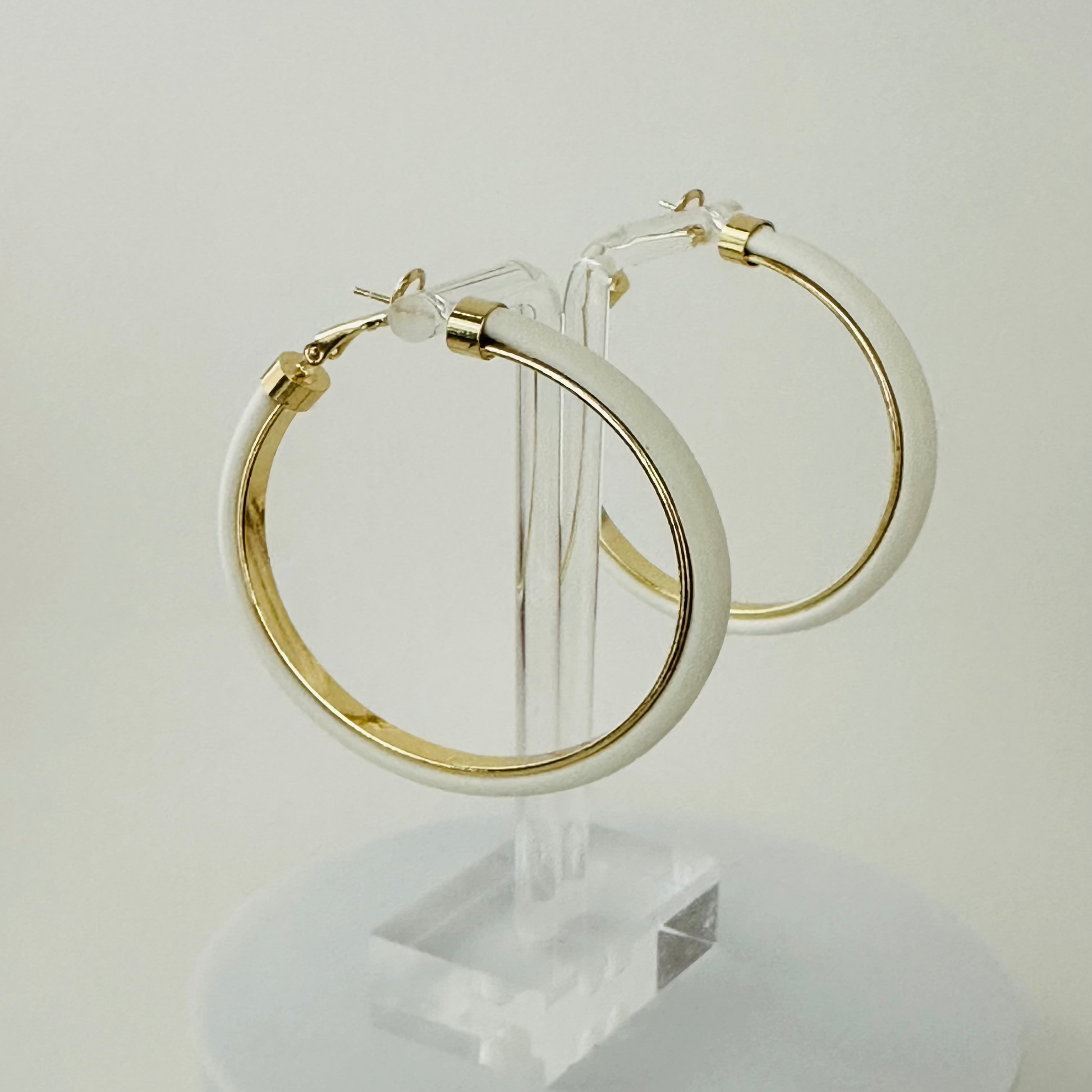 Cream hoop earrings