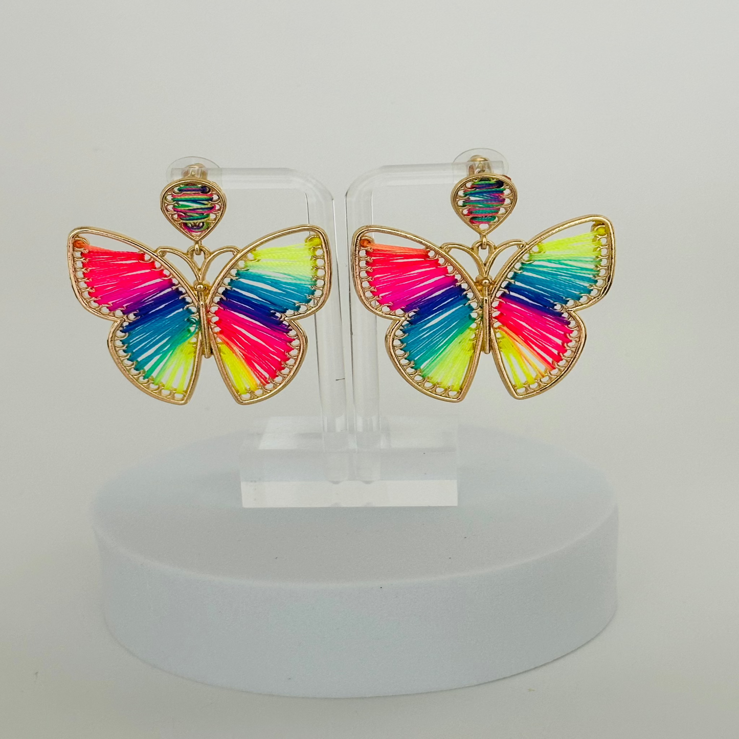 Multi color  butterfly drop earrings 