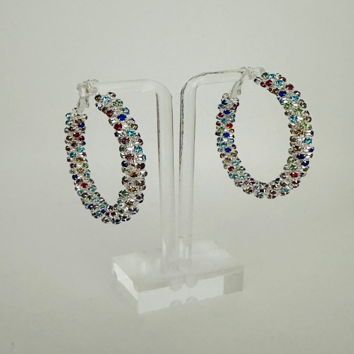 Multicolor Rhinestone hoop earrings 