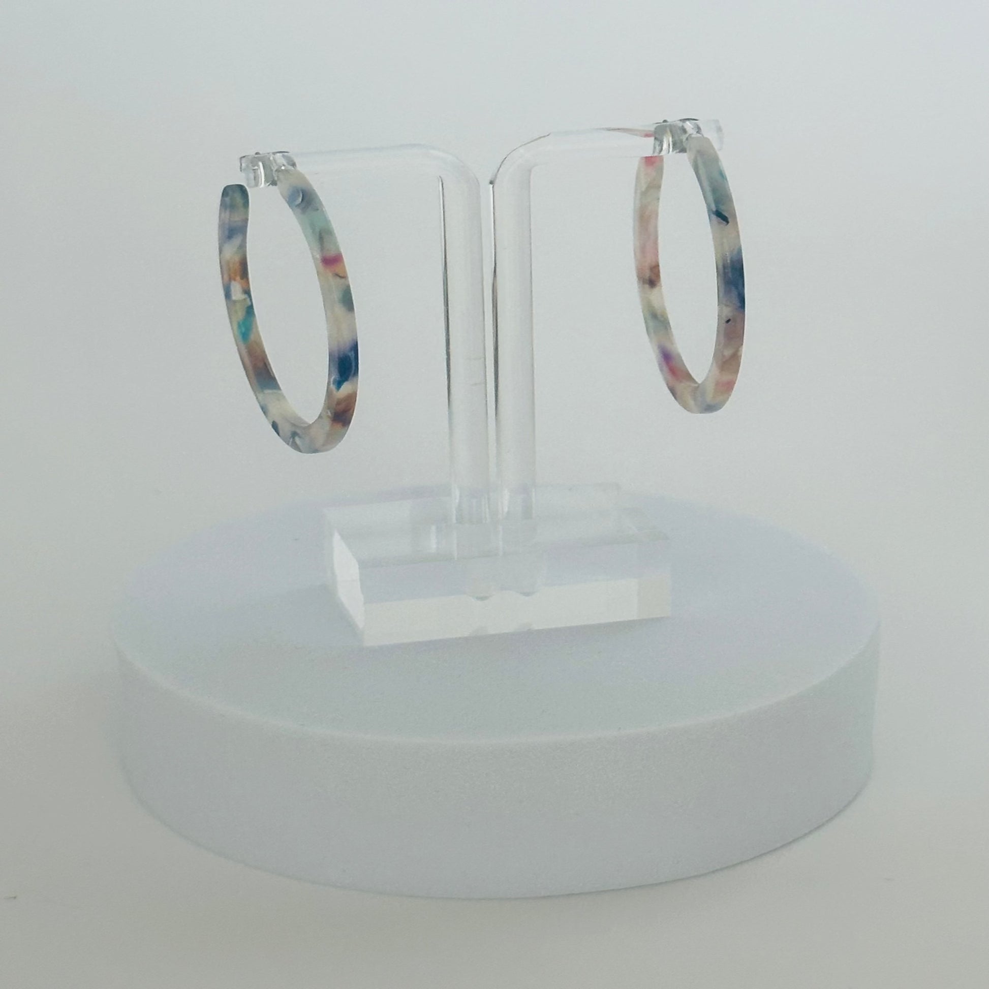 Colorful Acrylic Small Hoop Earrings, 0.28 oz, 1.8 inches diameter