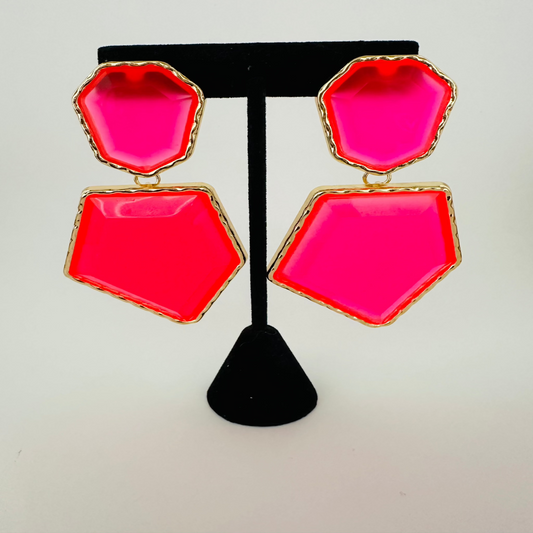 Hot pink drop earrings