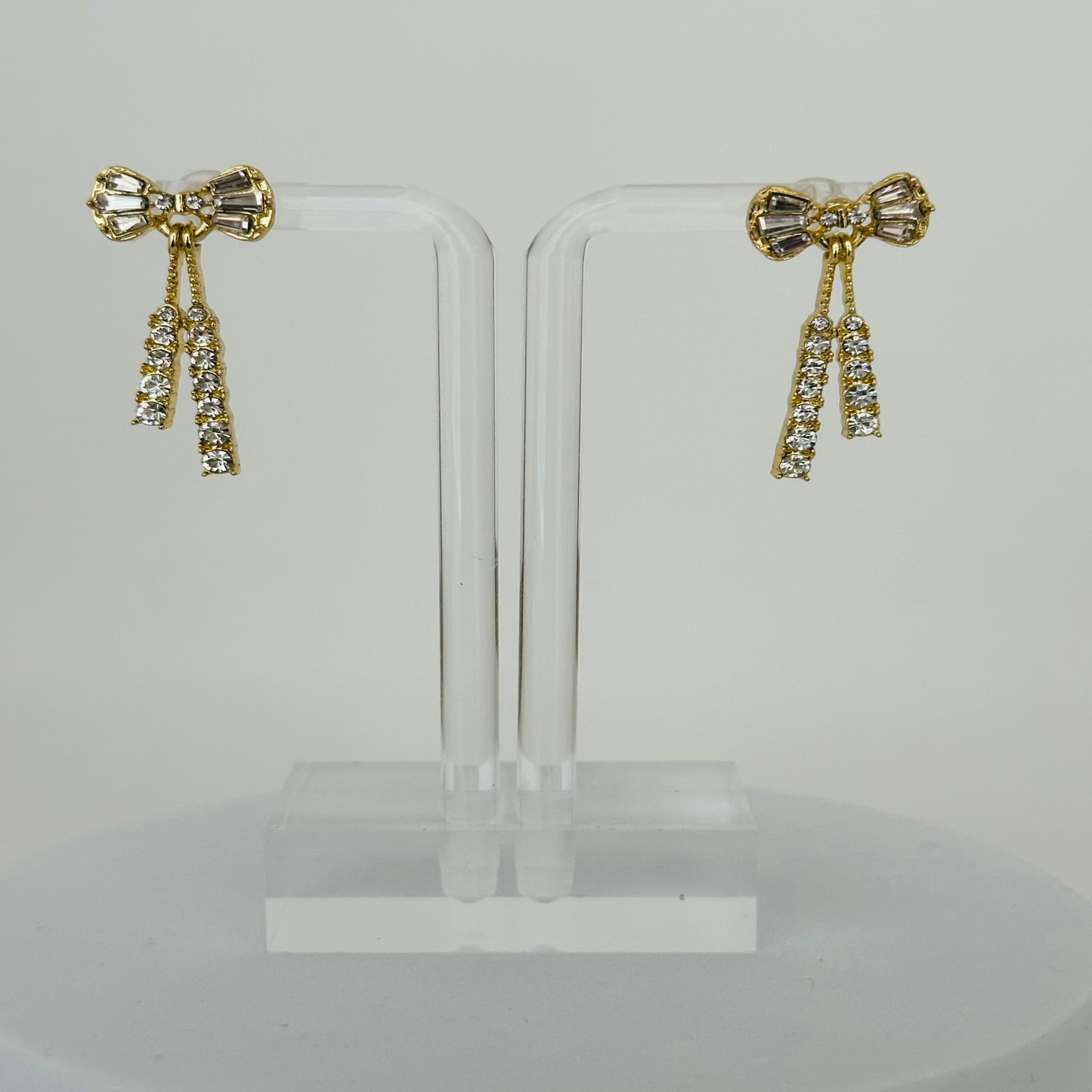 Bow Gold Rhinestones earrings 