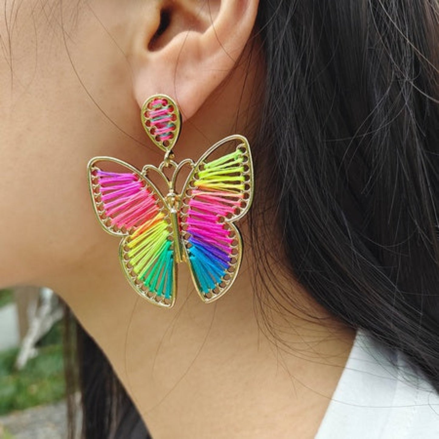 Multicolor butterfly drop earrings 