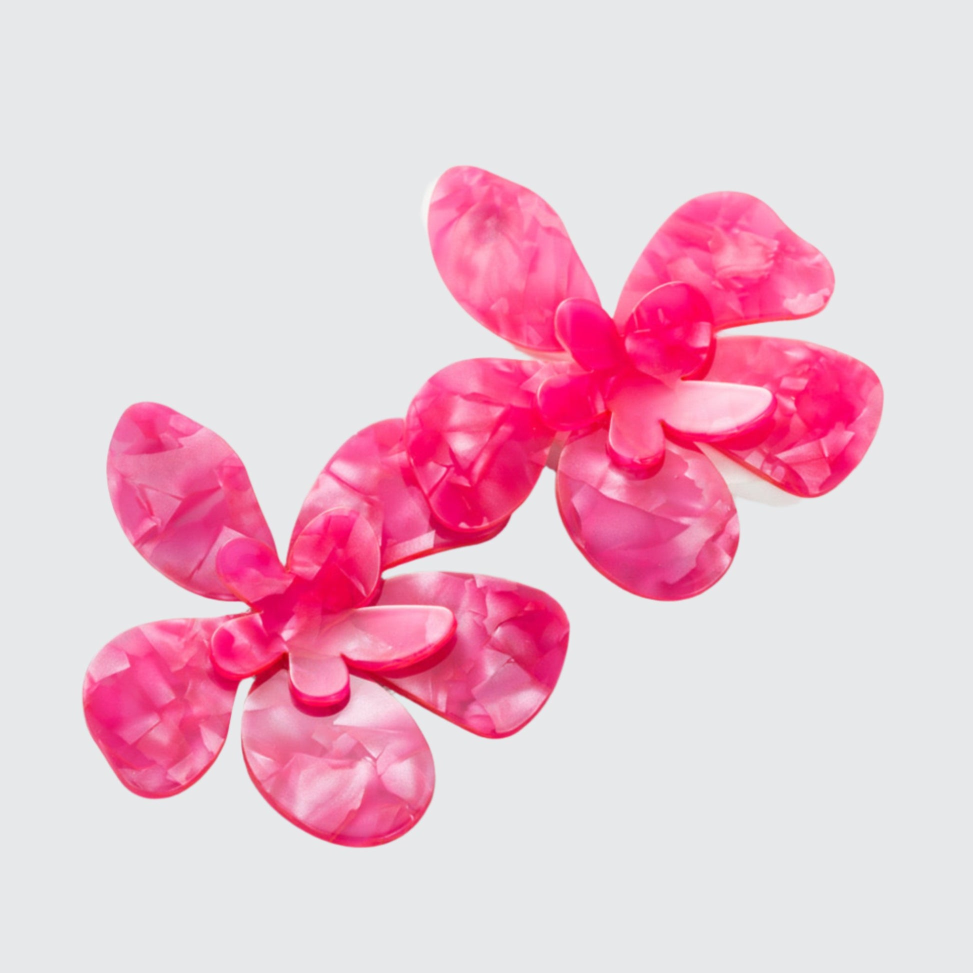 Hot pink flower stud earrings 