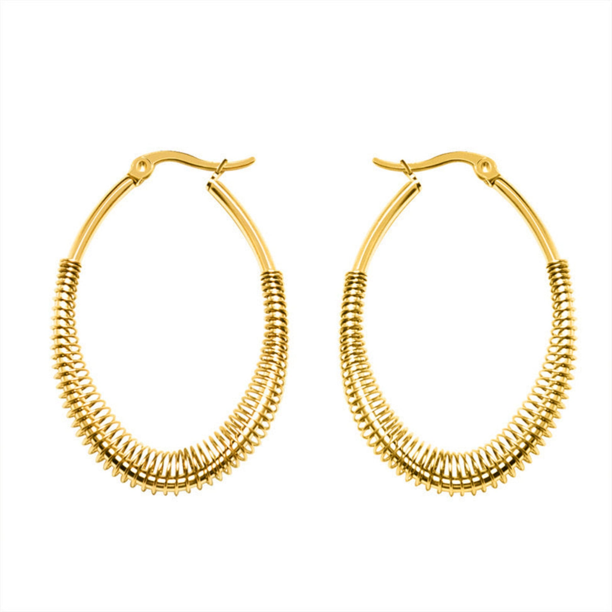 18K Gold Plated Stainless Steel Hoop Earrings 0.28 oz