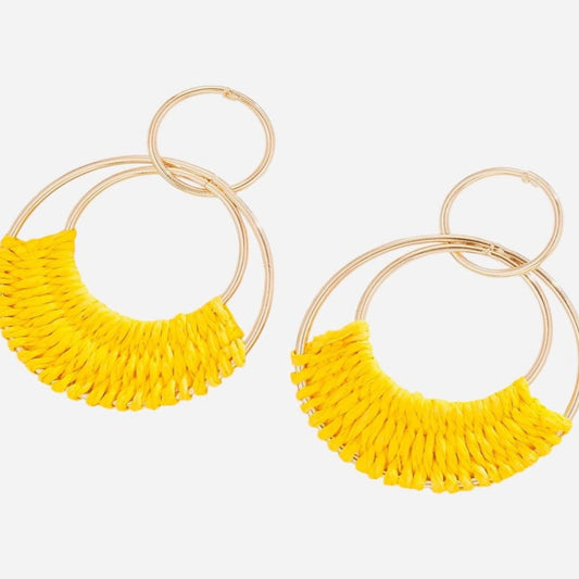 Yellow Braided Loop Earrings – Elegant & Stylish Jewelry