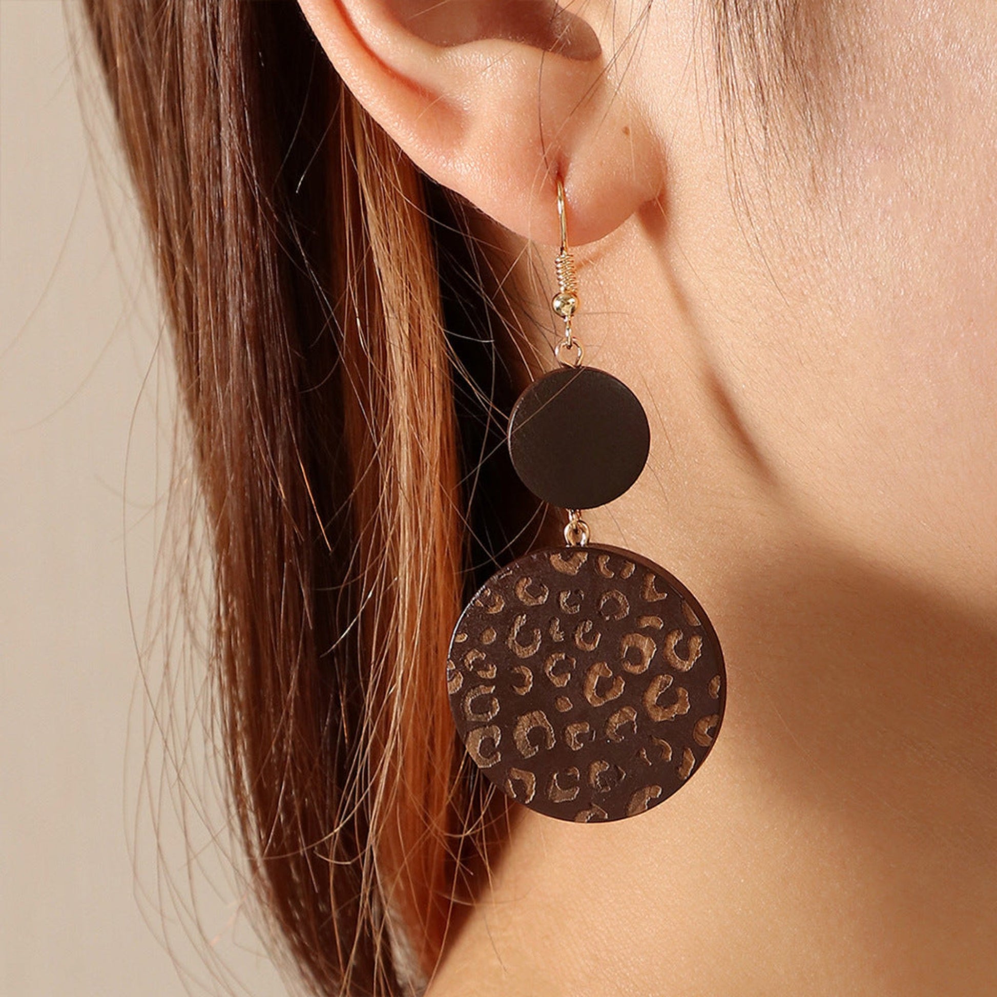 Small Brown Wood Earrings