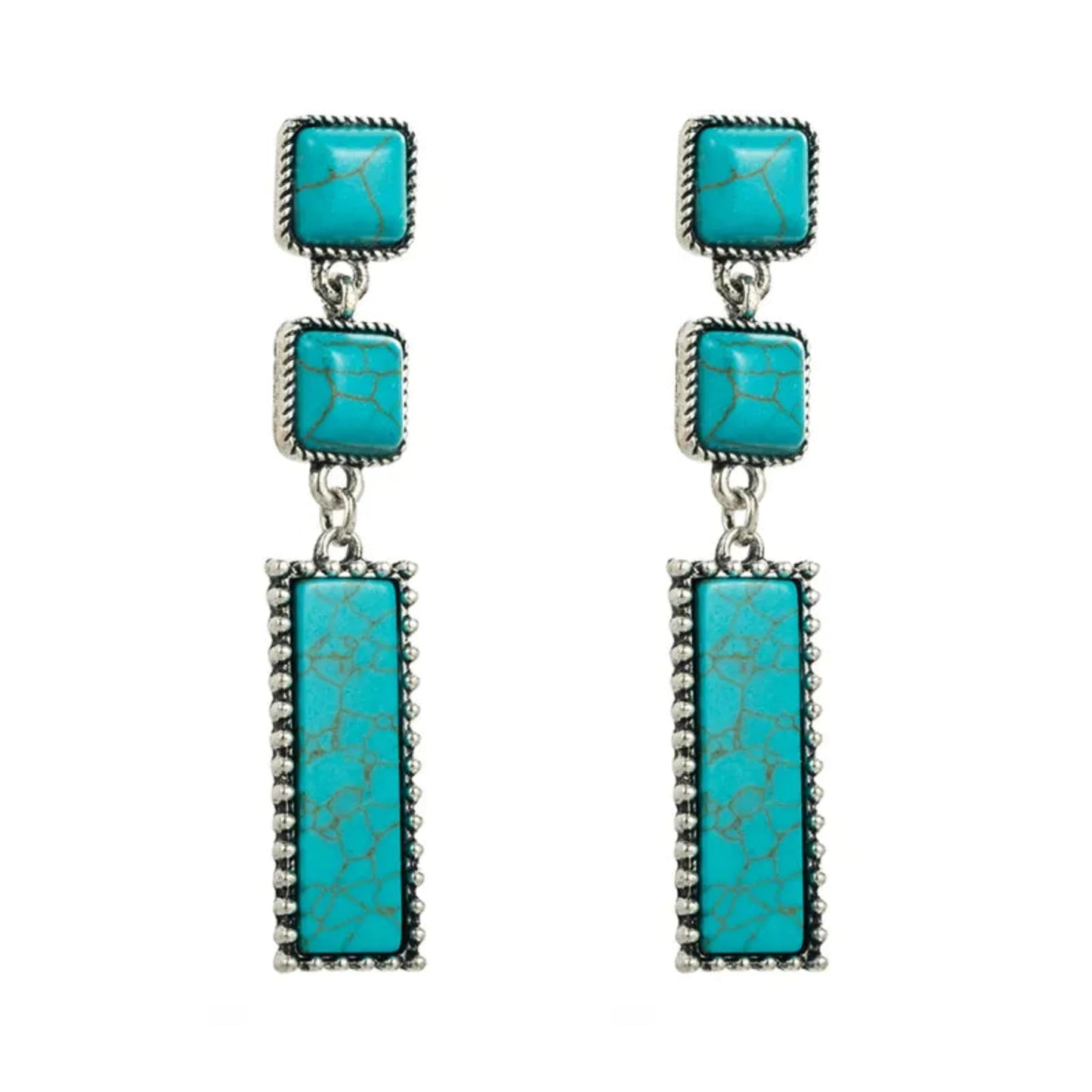 Turquoise drop earrings Alloy
3 inches length
0.917 oz