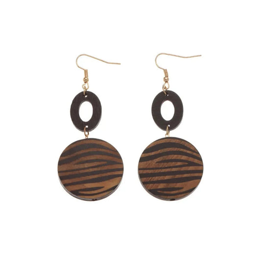 Brown wood earrings 2.76 inches length, 1.18 inches width,0.32 oz