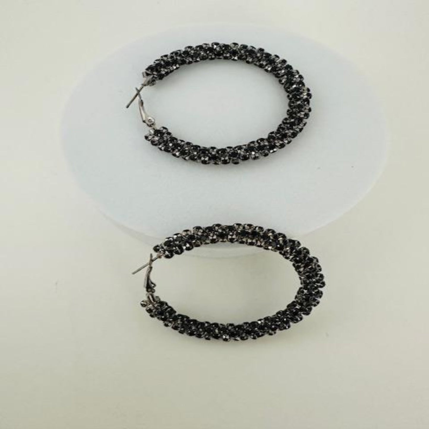 Black Rhinestone hoop earrings 