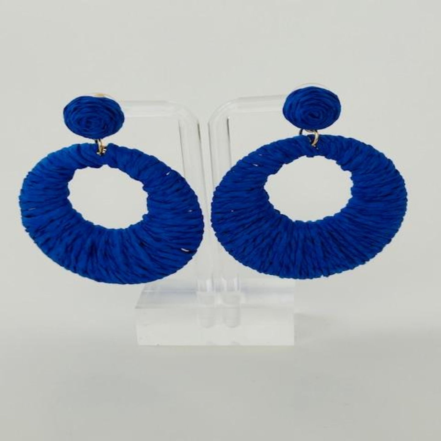 Blue Raffia earrings 