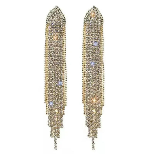 Gold rhinestone drop earrings 