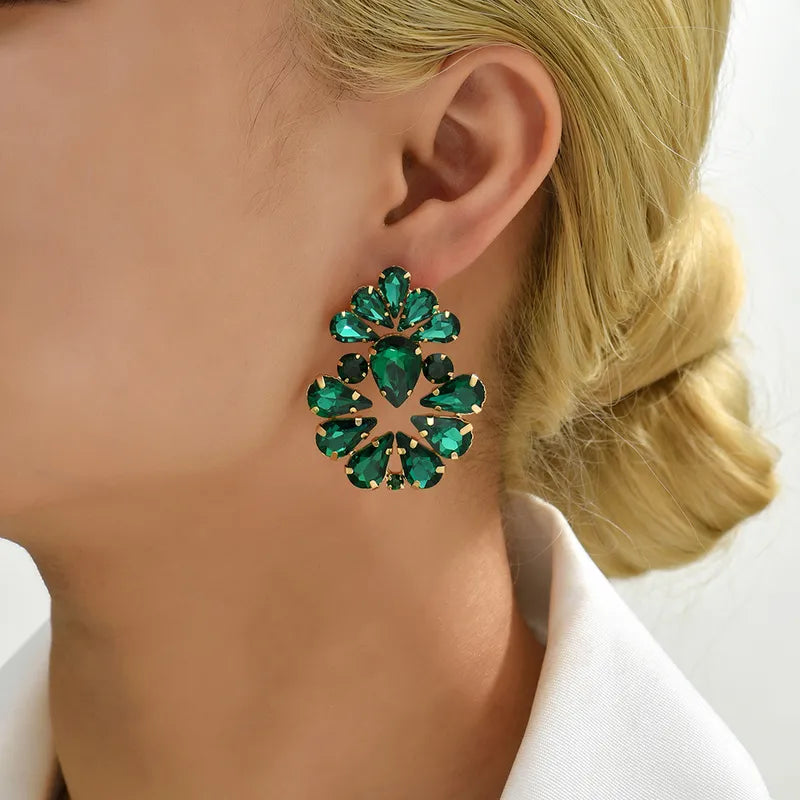 Pendientes de cristal con gotas de agua de color verde