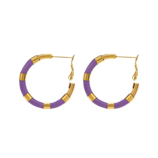 18K Gold Plated purple earrings 
1.3 inch length
0.35 oz