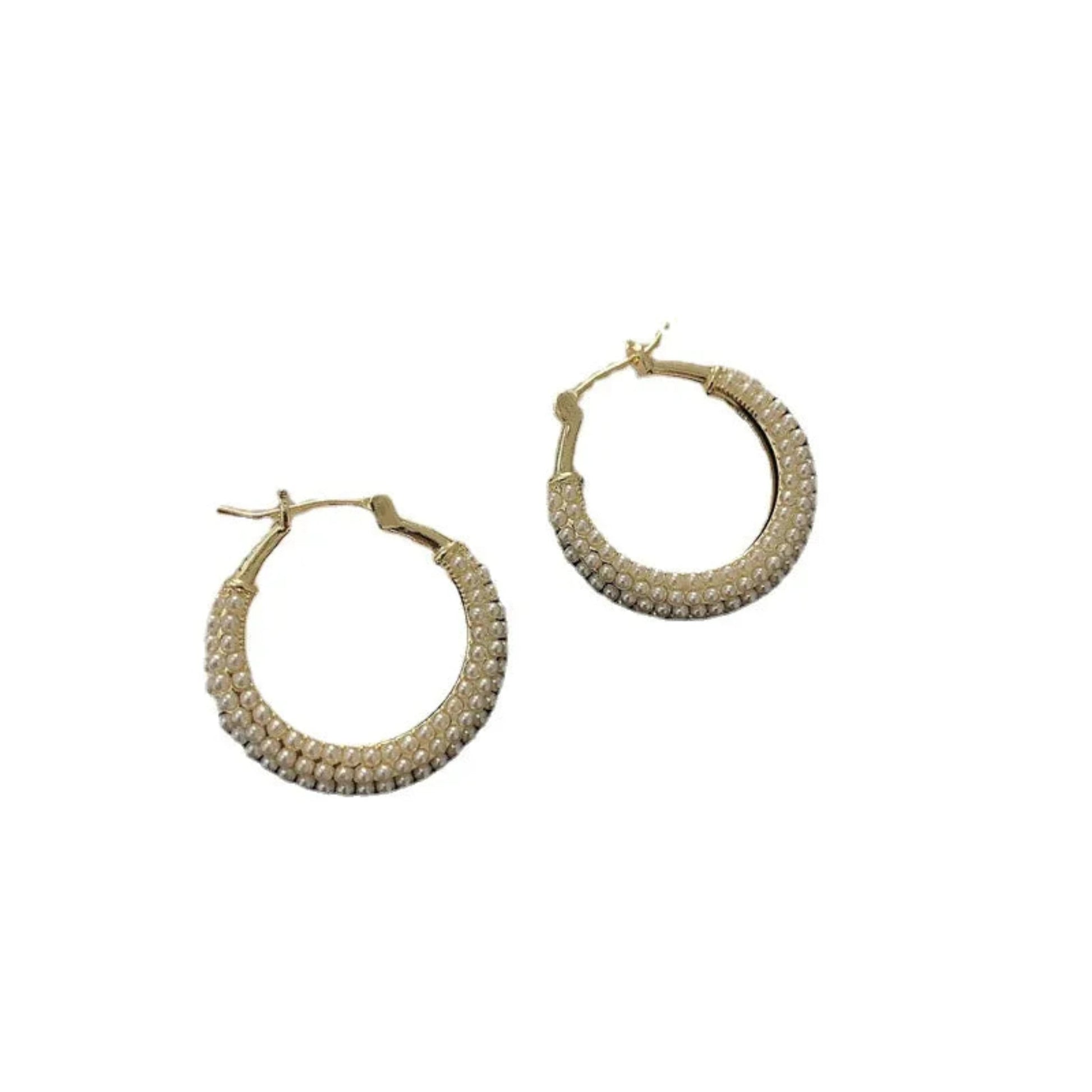 Small Pearl  Hoop Earrings