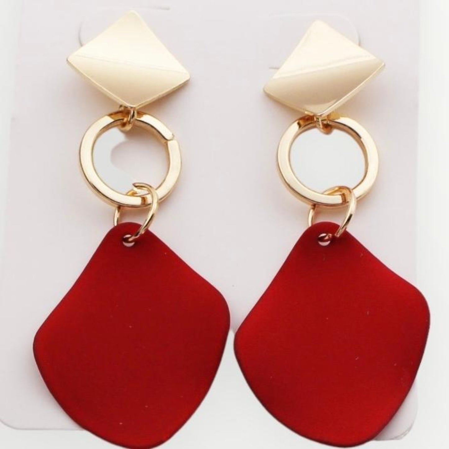 Red small drop earrings 