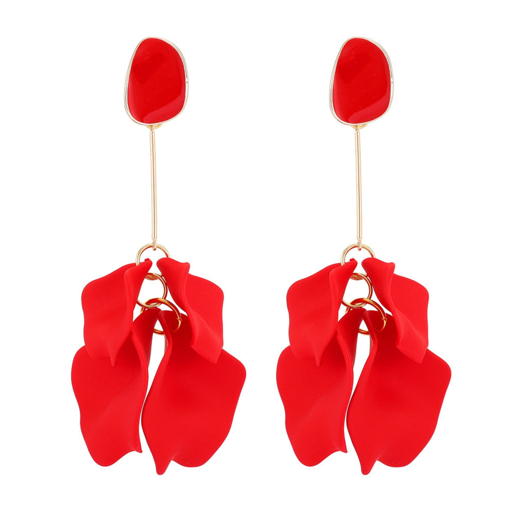 Red long dangle earrings 