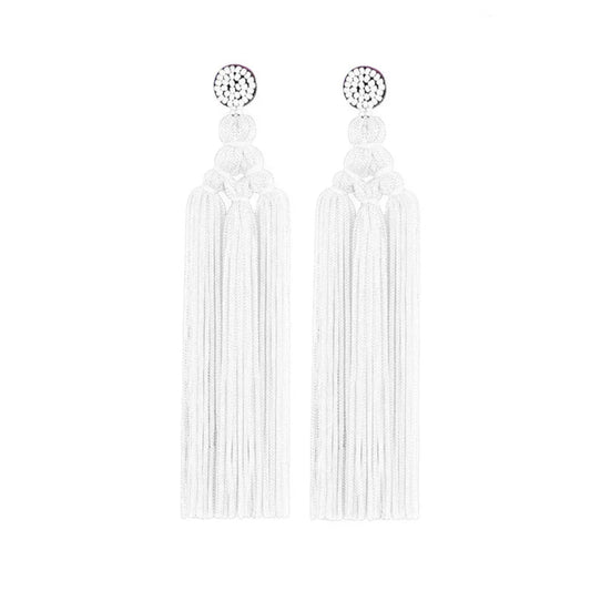 White tassel earrings, 5inches length. 