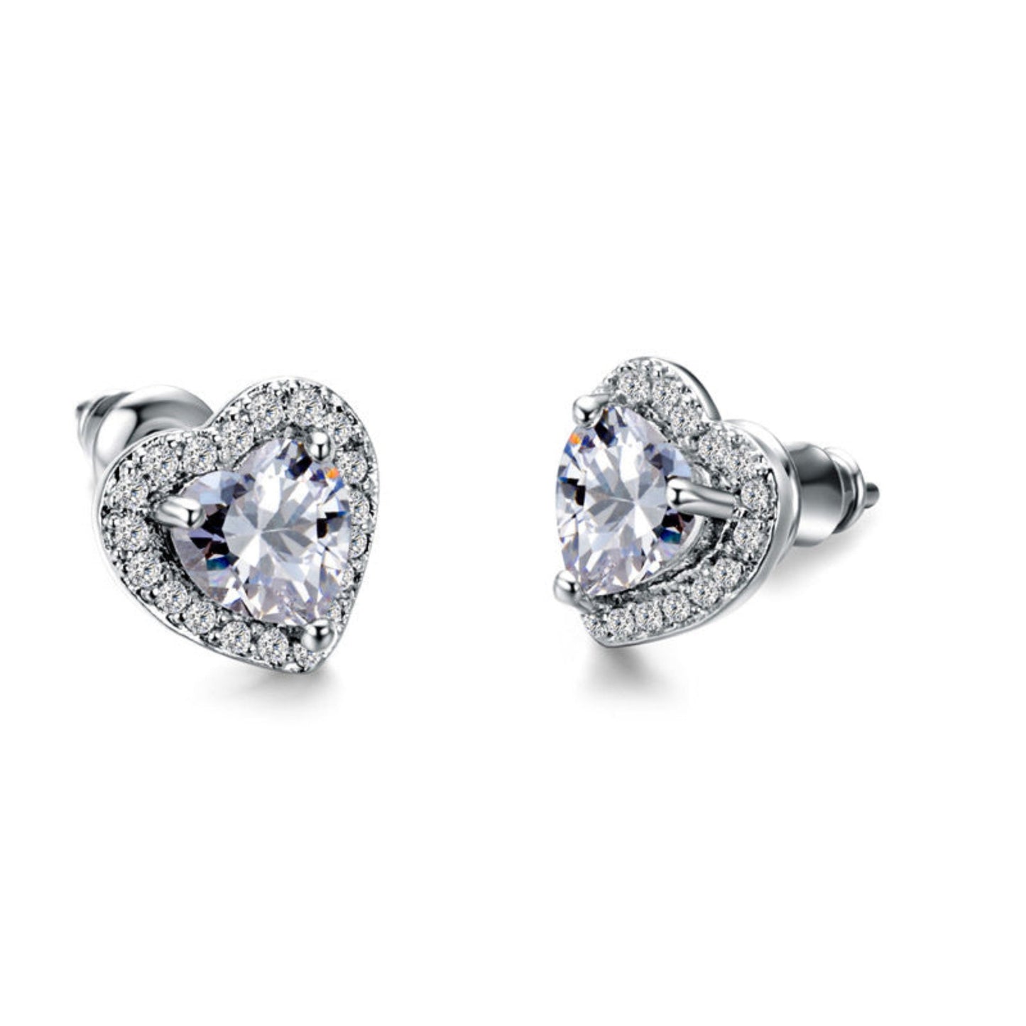 Heart shape stud silver earrings 