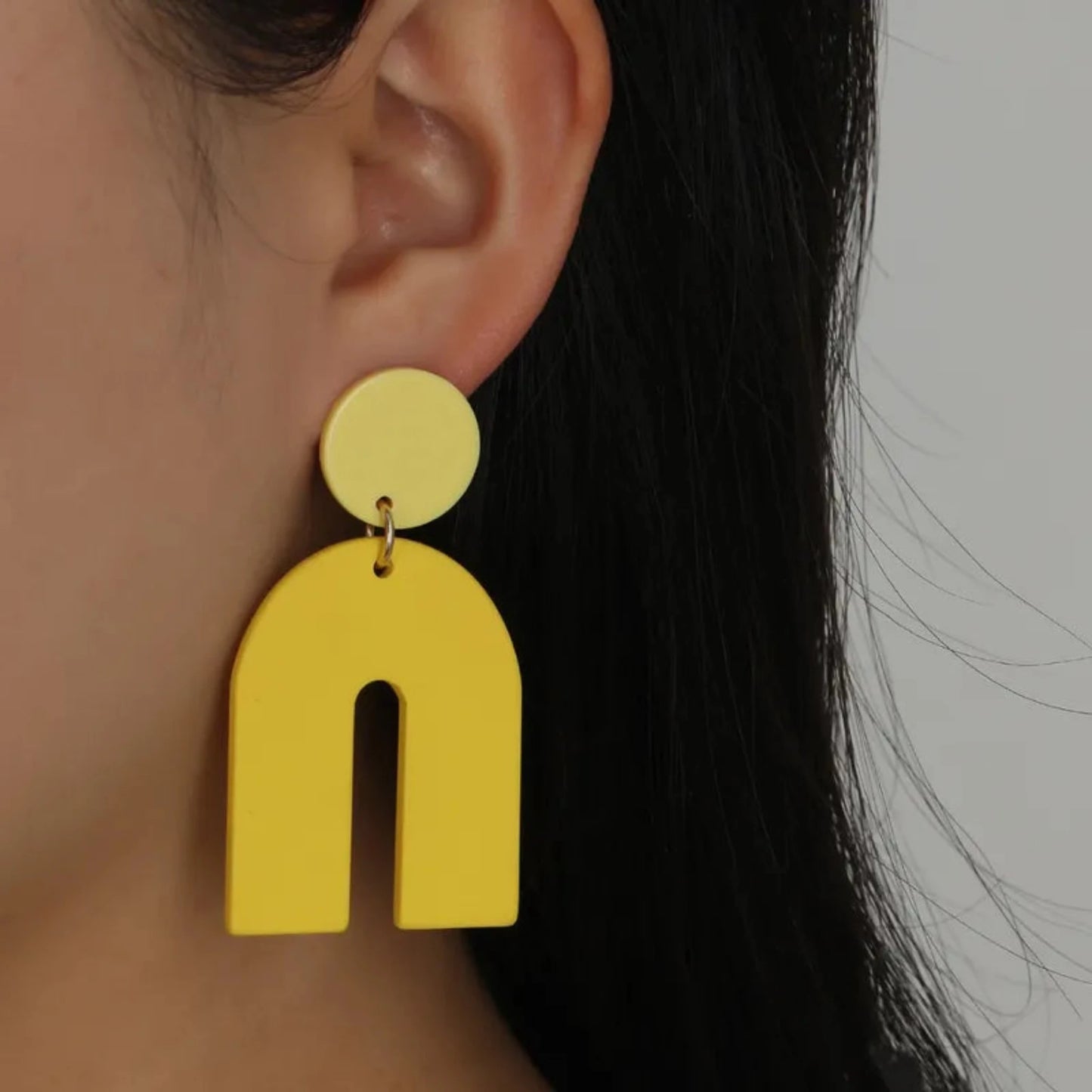 Small yellow acrylic drop earrings  