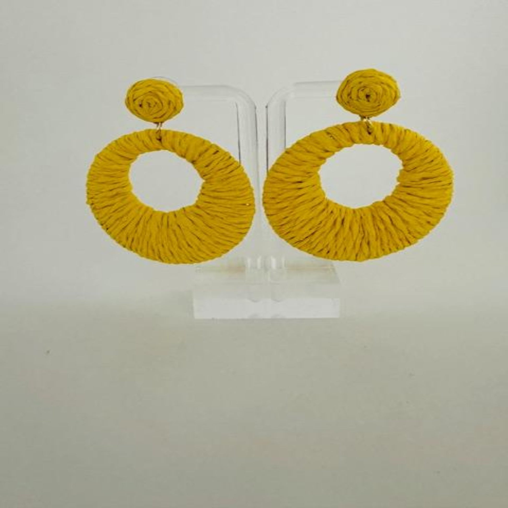 Yellow raffia earrings 