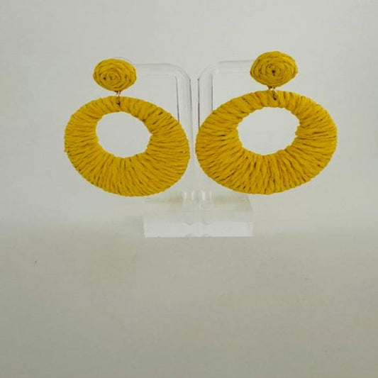 Yellow raffia earrings 